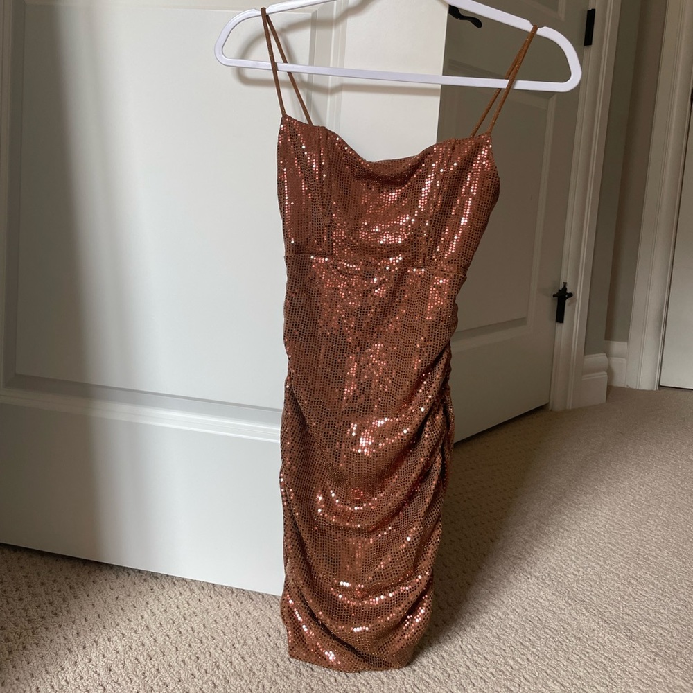 URBAN OUTFITTERS UO Sequin Bodycon Dress Party Rust Colour